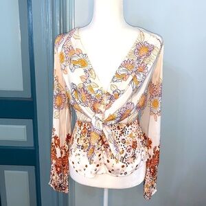 Free People Floral Print Blouse XS